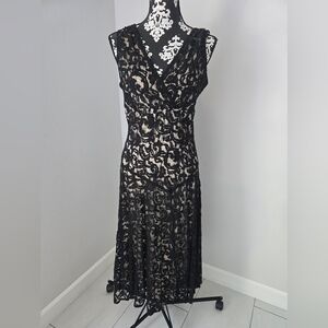 K Studio Collection Black Lace Midi Dress Size 12